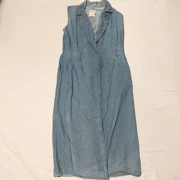 Vintage Gasp By Galucci Sleeveless Long Open Front Denim Vest Size 6 - Picture 1 of 16